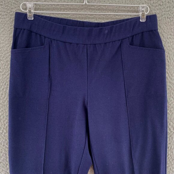 Eileen Fisher Pants Womens Small Navy Pull On Stretch Pocket Ankle Viscose Knit - Picture 2 of 12